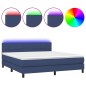 Letto a Molle con Materasso e LED Blu 180x200 cm in Tessuto Letto a Molle con Materasso e LED Blu 180x200 cm in Tessuto