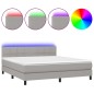 Letto a Molle Materasso e LED Grigio Chiaro 160x200 cm Tessuto Letto a Molle Materasso e LED Grigio Chiaro 160x200 cm Tessuto
