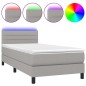 Letto a Molle Materasso e LED Grigio Chiaro 80x200 cm Tessuto Letto a Molle Materasso e LED Grigio Chiaro 80x200 cm Tessuto