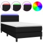 Letto a Molle con Materasso e LED Nero 90x190 cm in Tessuto Letto a Molle con Materasso e LED Nero 90x190 cm in Tessuto