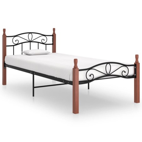 Giroletto in Metallo Nero e Legno Massello di Rovere 100x200 cm