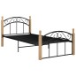 Giroletto in Metallo Nero e Legno Massello di Rovere 90x200 cm