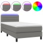 Letto a Molle Materasso e LED Grigio Scuro 90x190 cm in Tessuto Letto a Molle Materasso e LED Grigio Scuro 90x190 cm in Tessuto