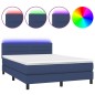 Letto a Molle con Materasso e LED Blu 140x200 cm in Tessuto Letto a Molle con Materasso e LED Blu 140x200 cm in Tessuto