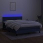 Letto a Molle con Materasso e LED Blu 140x200 cm in Tessuto Letto a Molle con Materasso e LED Blu 140x200 cm in Tessuto