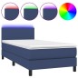 Letto a Molle con Materasso e LED Blu 90x200 cm in Tessuto Letto a Molle con Materasso e LED Blu 90x200 cm in Tessuto