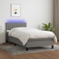 Letto a Molle Materasso e LED Grigio Scuro 90x190 cm in Tessuto Letto a Molle Materasso e LED Grigio Scuro 90x190 cm in Tessuto
