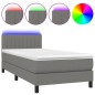 Letto a Molle Materasso e LED Grigio Scuro 90x190 cm in Tessuto Letto a Molle Materasso e LED Grigio Scuro 90x190 cm in Tessuto