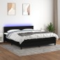 Letto a Molle con Materasso e LED Nero 160x200 cm in Tessuto Letto a Molle con Materasso e LED Nero 160x200 cm in Tessuto