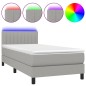 vidaXL Letto a Molle Materasso e LED Grigio Chiaro 100x200 cm Tessuto vidaXL Letto a Molle Materasso e LED Grigio Chiaro 100x200 cm Tessuto