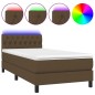 vidaXL Letto a Molle Materasso e LED Marrone Scuro 90x200cm in Tessuto vidaXL Letto a Molle Materasso e LED Marrone Scuro 90x200cm in Tessuto