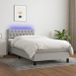 Letto a Molle Materasso e LED Grigio Chiaro 90x200 cm Tessuto Letto a Molle Materasso e LED Grigio Chiaro 90x200 cm Tessuto