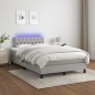 Letto a Molle Materasso e LED Grigio Chiaro 120x200 cm Tessuto Letto a Molle Materasso e LED Grigio Chiaro 120x200 cm Tessuto