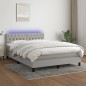 vidaXL Letto a Molle Materasso e LED Grigio Chiaro 140x190 cm Tessuto vidaXL Letto a Molle Materasso e LED Grigio Chiaro 140x190 cm Tessuto