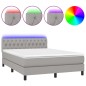 vidaXL Letto a Molle Materasso e LED Grigio Chiaro 140x190 cm Tessuto vidaXL Letto a Molle Materasso e LED Grigio Chiaro 140x190 cm Tessuto