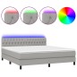 Letto a Molle Materasso e LED Grigio Chiaro 160x200 cm Tessuto Letto a Molle Materasso e LED Grigio Chiaro 160x200 cm Tessuto