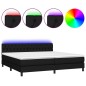 Letto a Molle Materasso e LED Nero 200x200cm in Tessuto Letto a Molle Materasso e LED Nero 200x200cm in Tessuto
