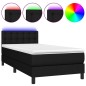 Letto a Molle con Materasso e LED Nero 90x190 cm in Tessuto Letto a Molle con Materasso e LED Nero 90x190 cm in Tessuto