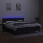 Letto a Molle con Materasso e LED Nero 160x200 cm in Tessuto Letto a Molle con Materasso e LED Nero 160x200 cm in Tessuto