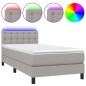 Letto a Molle Materasso e LED Grigio Chiaro 90x200 cm Tessuto Letto a Molle Materasso e LED Grigio Chiaro 90x200 cm Tessuto
