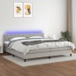 Letto a Molle Materasso e LED Grigio Chiaro 200x200 cm Tessuto Letto a Molle Materasso e LED Grigio Chiaro 200x200 cm Tessuto