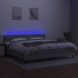 Letto a Molle Materasso e LED Grigio Chiaro 200x200 cm Tessuto Letto a Molle Materasso e LED Grigio Chiaro 200x200 cm Tessuto
