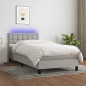 Letto a Molle Materasso e LED Grigio Chiaro 100x200 cm Tessuto Letto a Molle Materasso e LED Grigio Chiaro 100x200 cm Tessuto