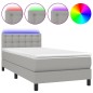 Letto a Molle Materasso e LED Grigio Chiaro 100x200 cm Tessuto Letto a Molle Materasso e LED Grigio Chiaro 100x200 cm Tessuto