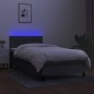 Letto a Molle Materasso e LED Grigio Scuro 100x200cm in Tessuto Letto a Molle Materasso e LED Grigio Scuro 100x200cm in Tessuto