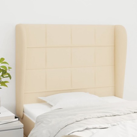 vidaXL Testiera ad Orecchio Crema 93x23x118/128 cm in Tessuto