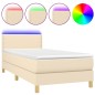 vidaXL Letto a Molle con Materasso e LED Crema 100x200cm in Tessuto vidaXL Letto a Molle con Materasso e LED Crema 100x200cm in Tessuto
