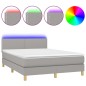 vidaXL Letto a Molle Materasso e LED Grigio Chiaro 140x200 cm Tessuto vidaXL Letto a Molle Materasso e LED Grigio Chiaro 140x200 cm Tessuto