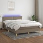 Letto a Molle con Materasso e LED Tortora 140x200 cm in Tessuto Letto a Molle con Materasso e LED Tortora 140x200 cm in Tessuto