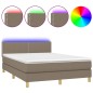 Letto a Molle con Materasso e LED Tortora 140x200 cm in Tessuto Letto a Molle con Materasso e LED Tortora 140x200 cm in Tessuto