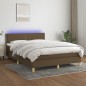 vidaXL Letto a Molle Materasso e LED Marrone Scuro 140x200 cm Tessuto