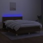 vidaXL Letto a Molle Materasso e LED Marrone Scuro 140x200 cm Tessuto