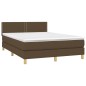 vidaXL Letto a Molle Materasso e LED Marrone Scuro 140x200 cm Tessuto