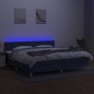 Letto a Molle Materasso e LED Blu 200x200cm in Tessuto Letto a Molle Materasso e LED Blu 200x200cm in Tessuto