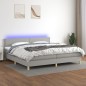 vidaXL Letto a Molle Materasso e LED Grigio Chiaro 200x200 cm Tessuto vidaXL Letto a Molle Materasso e LED Grigio Chiaro 200x200 cm Tessuto