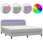 Letto a Molle Materasso e LED Grigio Chiaro 180x200 cm Tessuto Letto a Molle Materasso e LED Grigio Chiaro 180x200 cm Tessuto
