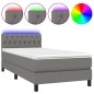 Letto a Molle Materasso e LED Grigio Scuro 100x200cm in Tessuto Letto a Molle Materasso e LED Grigio Scuro 100x200cm in Tessuto