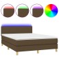 vidaXL Letto a Molle Materasso e LED Marrone Scuro 140x200 cm Tessuto vidaXL Letto a Molle Materasso e LED Marrone Scuro 140x200 cm Tessuto