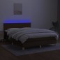 vidaXL Letto a Molle Materasso e LED Marrone Scuro 140x200 cm Tessuto vidaXL Letto a Molle Materasso e LED Marrone Scuro 140x200 cm Tessuto