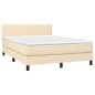 Letto a Molle con Materasso e LED Crema 140x200 cm in Tessuto Letto a Molle con Materasso e LED Crema 140x200 cm in Tessuto