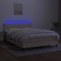 Letto a Molle con Materasso e LED Crema 140x200 cm in Tessuto Letto a Molle con Materasso e LED Crema 140x200 cm in Tessuto
