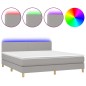 vidaXL Letto a Molle Materasso e LED Grigio Chiaro 160x200 cm Tessuto vidaXL Letto a Molle Materasso e LED Grigio Chiaro 160x200 cm Tessuto