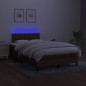 Letto a Molle Materasso e LED Marrone Scuro 120x200 cm Tessuto Letto a Molle Materasso e LED Marrone Scuro 120x200 cm Tessuto