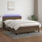 Letto a Molle Materasso e LED MarroneScuro 140x190cm in Tessuto Letto a Molle Materasso e LED MarroneScuro 140x190cm in Tessuto