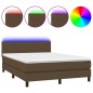 Letto a Molle Materasso e LED MarroneScuro 140x190cm in Tessuto Letto a Molle Materasso e LED MarroneScuro 140x190cm in Tessuto