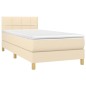 vidaXL Letto a Molle con Materasso e LED Crema 100x200cm in Tessuto